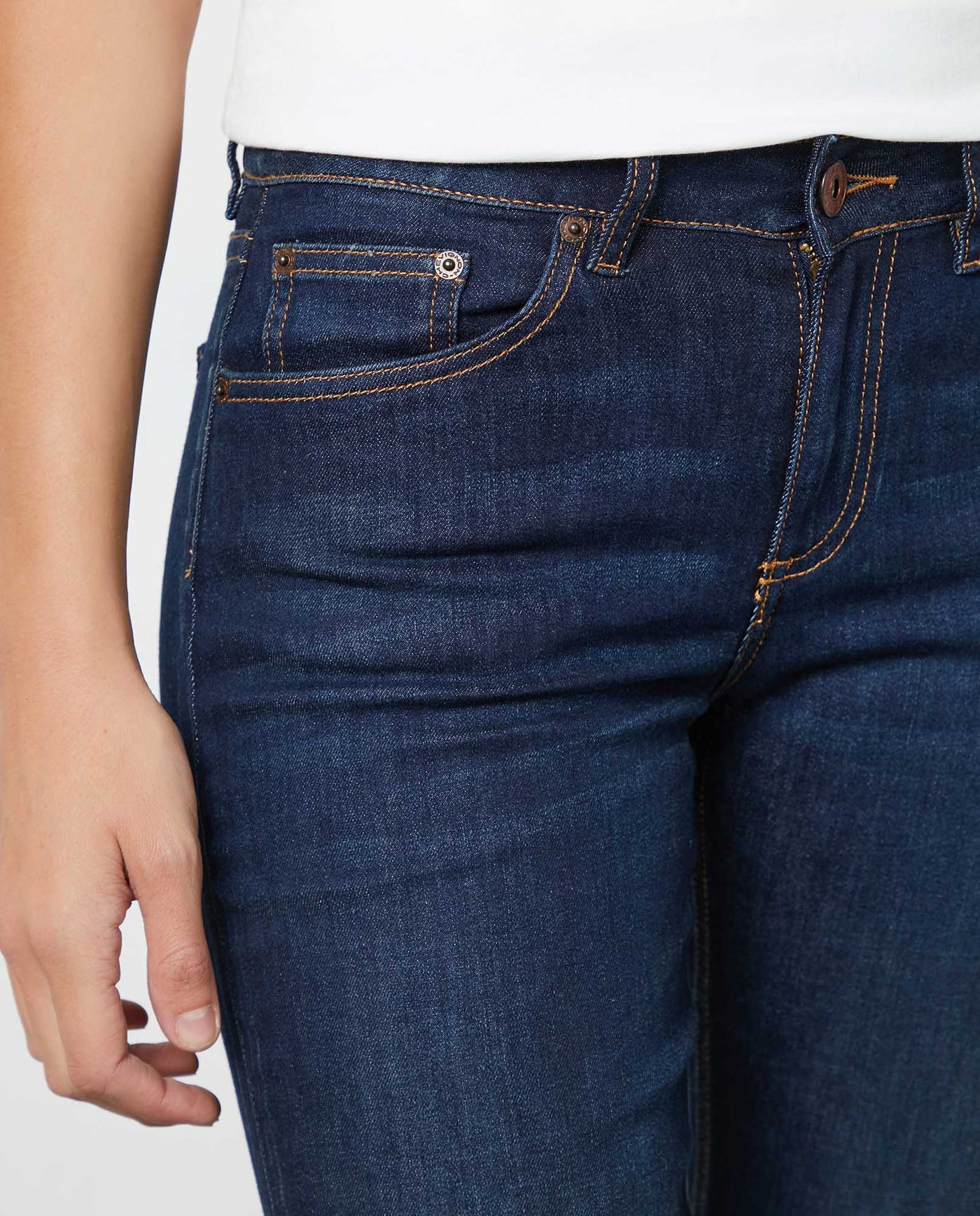 Women's Denim-High-rise Jeans, Dark Wash - 5