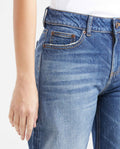 Women's Dark Blue Relaxed Low Rise Bootcut Jeans - Blue 431G006 - 2