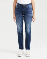 Women's Cosmo Jeans High-Rise Fitted Leg Medium Wash Rips Green Contrast 431G011 - 1