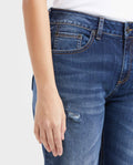 Women's Cosmo Jeans High-Rise Fitted Leg Medium Wash Rips Green Contrast 431G011 - 2