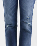 Women's Cosmo Jeans High-Rise Bootcut Dark Wash Rips Green Contrast Double Recycled 431G012 - 3
