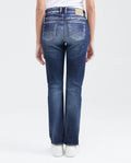 Women's Cosmo Jeans High-Rise Bootcut Dark Wash Rips Green Contrast Double Recycled 431G012 - 4