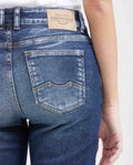 Women's Cosmo Jeans High-Rise Bootcut Dark Wash Rips Green Contrast Double Recycled 431G012 - 5