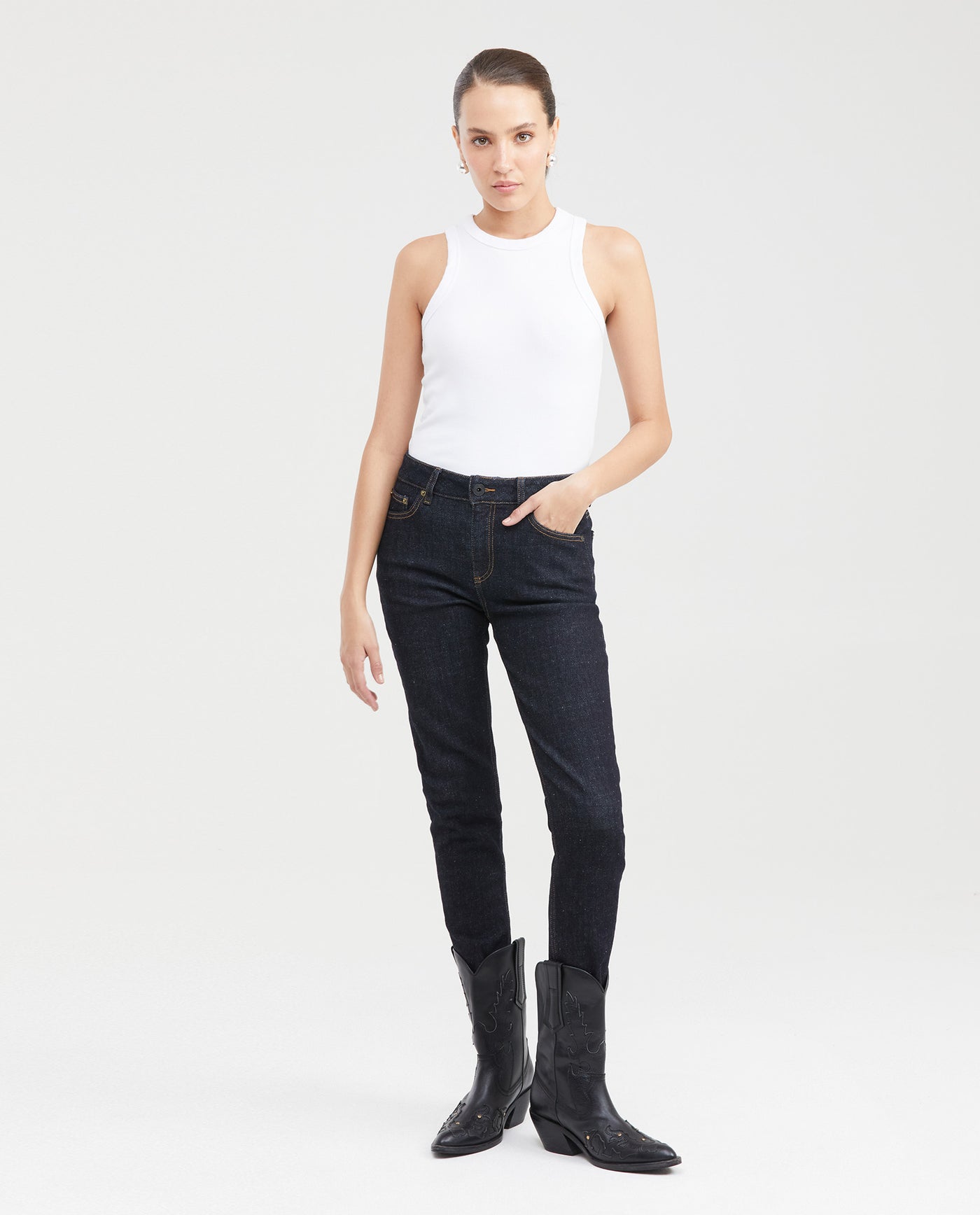 Women's Jeans, High Rise, Skinny Boot - Ultra Dark Blue 431G018 - 7