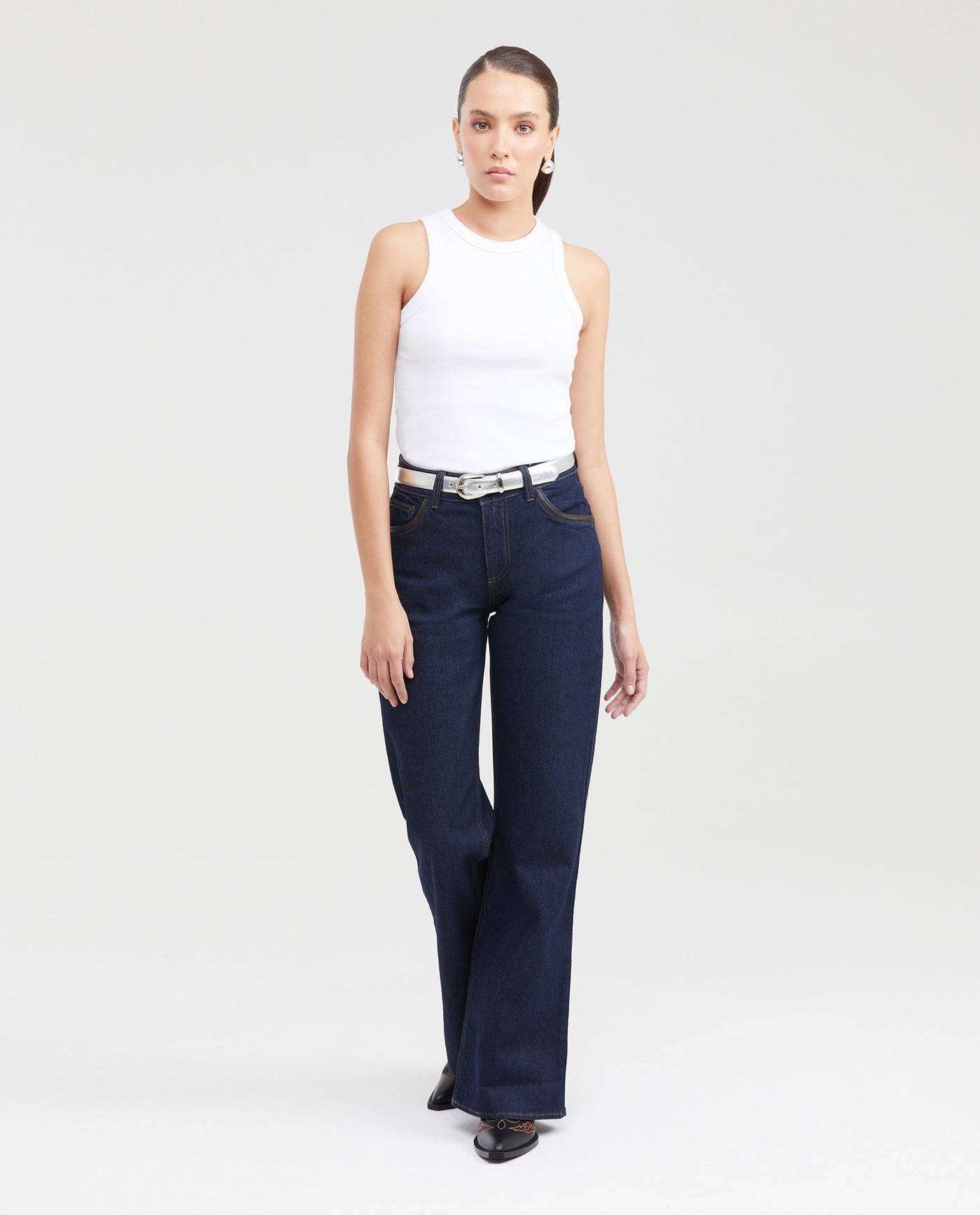 Jean High Rise Relaxed Dark Blue Bootcut for Women - Blue 431G019 - 7