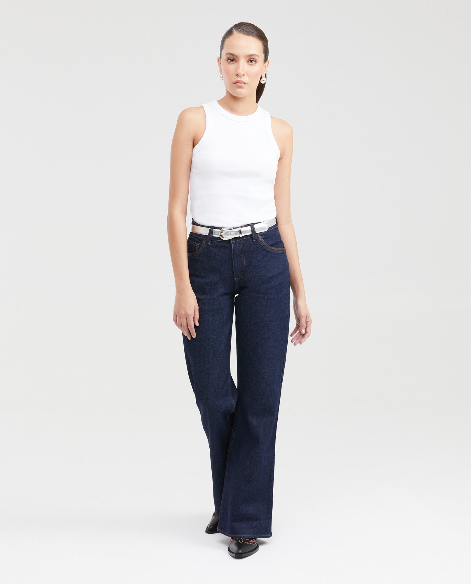 Jean High Rise Relaxed Dark Blue Bootcut for Women - Blue 431G019 - 7