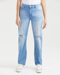 Women's Jeans, High Rise, Boot Cut with Rips - Light Vintage Blue 431G020 - 1