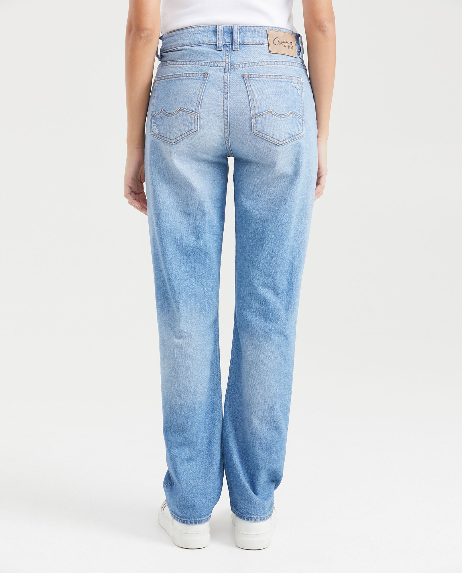 Women's Jeans, High Rise, Boot Cut with Rips - Light Vintage Blue 431G020 - 4