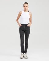 Women's Cosmo Jeans Super High-Rise Fitted Leg Black Wash Green Contrast Metal Fiber 431G026 - 7