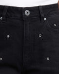 Jean Wide Leg Super High Rise Relaxed Boot Black with Decorative Eyelets for Women - Black 431G034 - 3