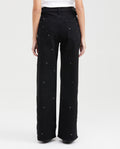 Jean Wide Leg Super High Rise Relaxed Boot Black with Decorative Eyelets for Women - Black 431G034 - 6