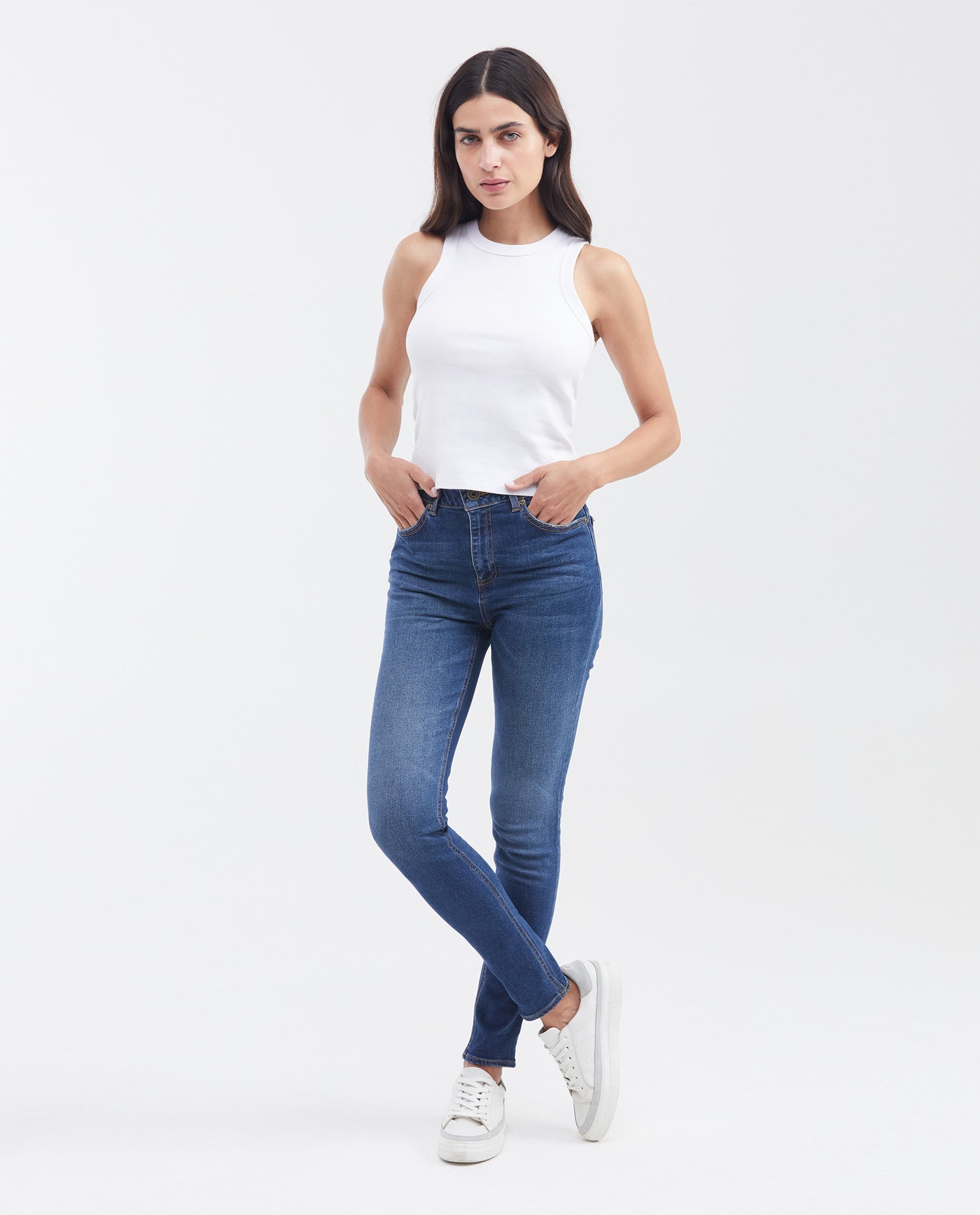 Women's Jeans, High Rise Skinny Boot - Dark Blue 431G037 - 2