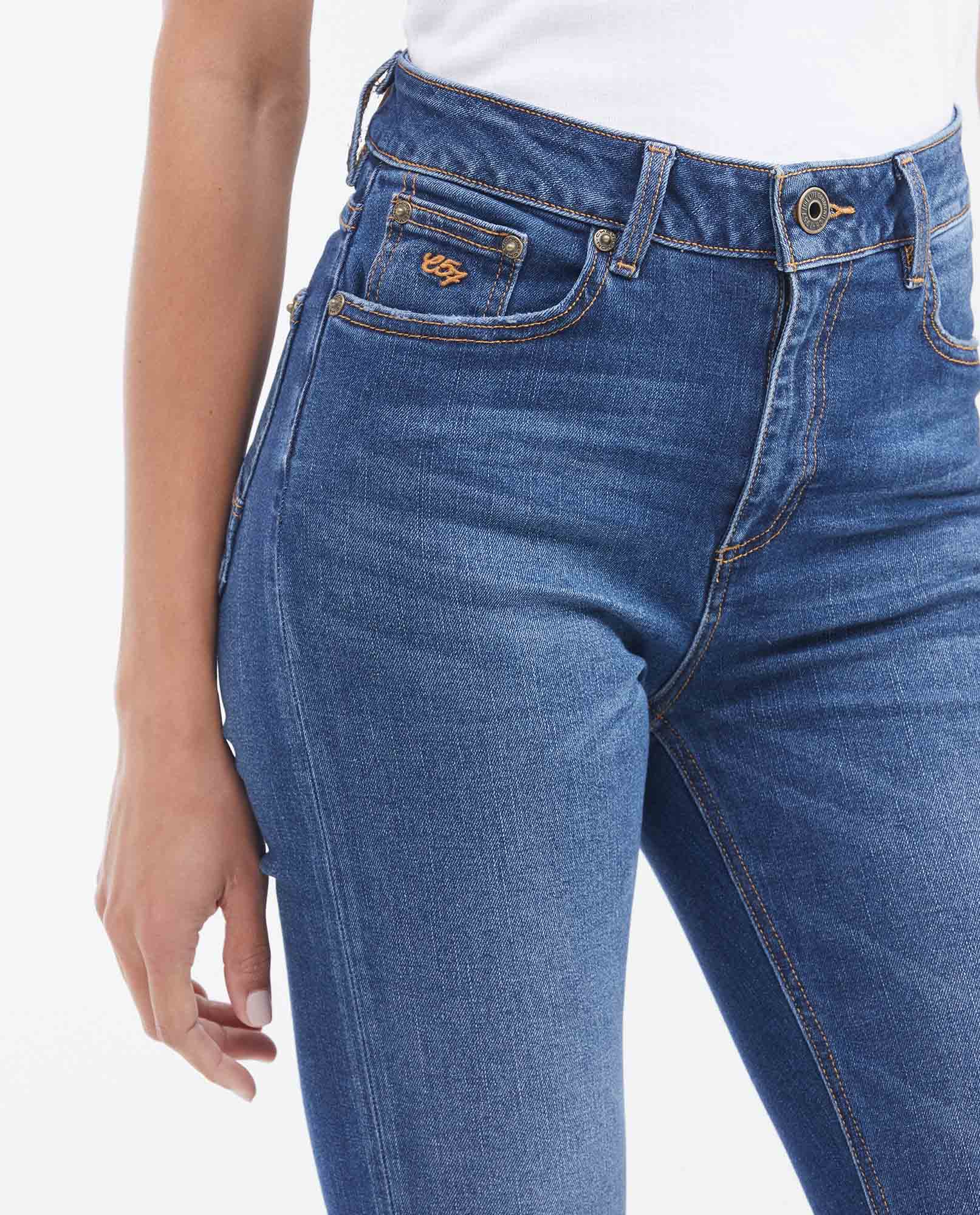 Women's Jeans, High Rise Skinny Boot - Dark Blue 431G037 - 3