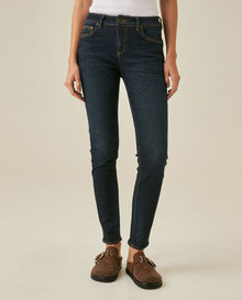 Womens Jeans New Skinny Low Rise Recycled Cotton Polyester Elastane Ultra Dark Wash - Blue 63_431H000_AZU193924_0