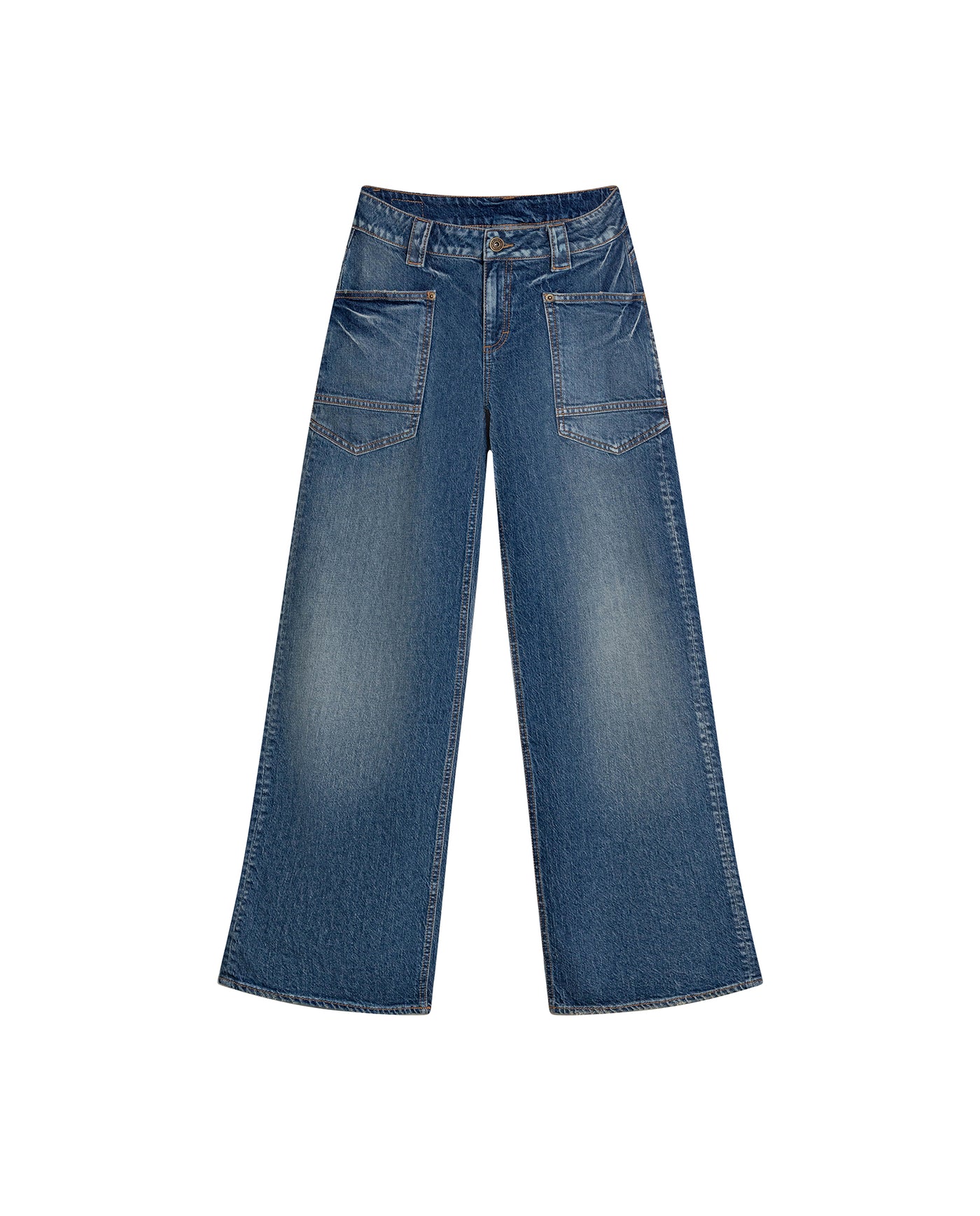 Womens Jeans Straight Fit Low Rise Cotton Elastane Dark Wash - Blue 63_431H001_AZU194052_3