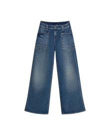 Womens Jeans Straight Fit Low Rise Cotton Elastane Dark Wash - Blue 63_431H001_AZU194052_3