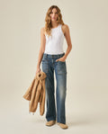 Womens Jeans Straight Fit Low Rise Cotton Elastane Dark Wash - Blue 63_431H001_AZU194052_4