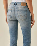 Womens Jeans Skinny Fit Low Rise Cotton Recycled Polyester Elastane Light Wash Front Distressing - Blue 63_431H002_AZU154020_7