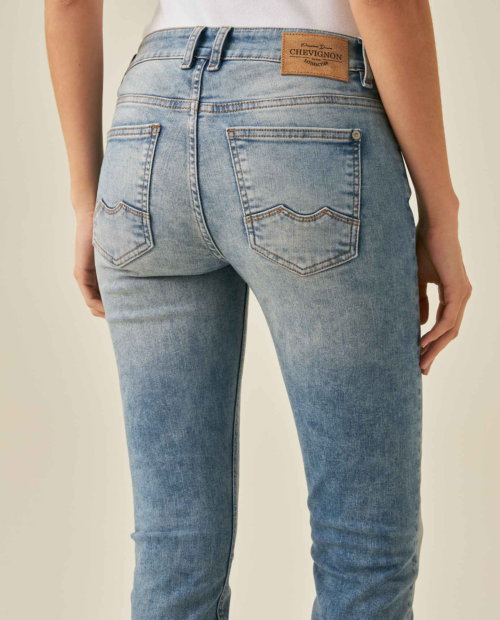 Womens Jeans Skinny Fit Low Rise Cotton Recycled Polyester Elastane Light Wash Front Distressing - Blue 63_431H002_AZU154020_7