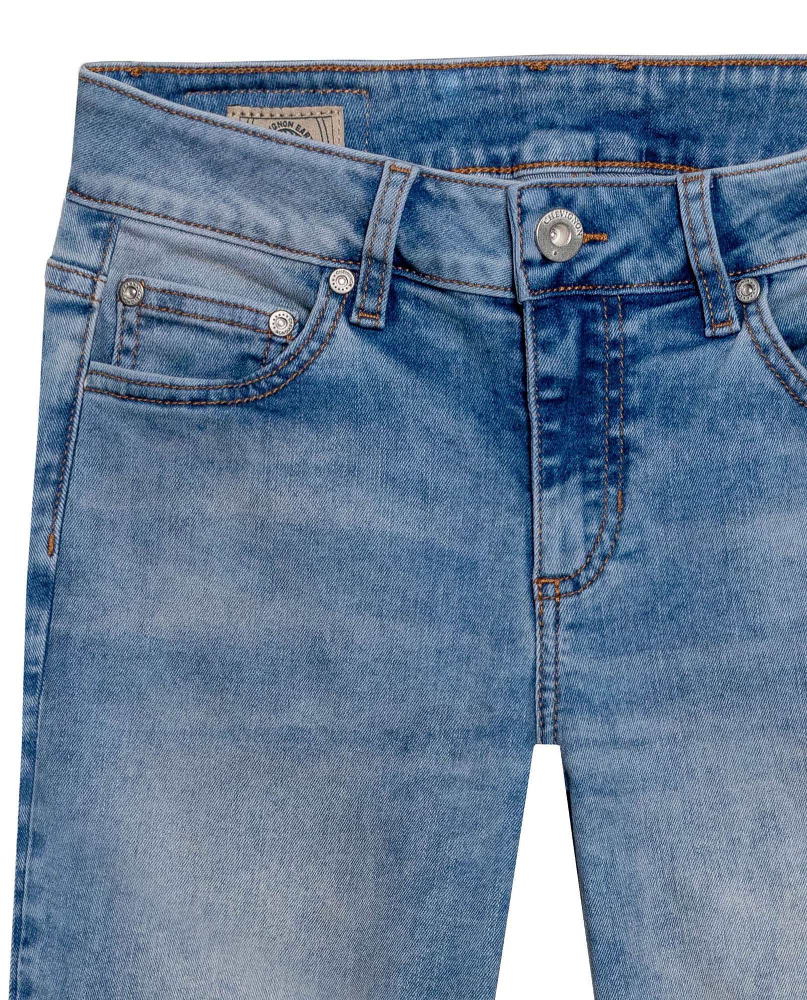 Womens Jeans Skinny Fit Low Rise Cotton Recycled Polyester Elastane Light Wash Front Distressing - Blue 63_431H002_AZU154020_8