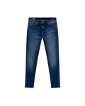 Womens Jeans Skinny Fit Low Rise Cotton Recycled Polyester Elastane Dark Wash Subtle Knee Distressing Whiskering - Blue 63_431H004_AZU194052_3
