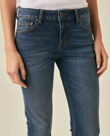 Womens Jeans Skinny Fit Low Rise Cotton Recycled Polyester Elastane Dark Wash Subtle Knee Distressing Whiskering - Blue 63_431H004_AZU194052_5