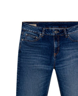 Womens Jeans Skinny Fit Low Rise Cotton Recycled Polyester Elastane Dark Wash Subtle Knee Distressing Whiskering - Blue 63_431H004_AZU194052_8