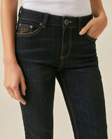 Womens Jeans Skinny Fit High Rise Cotton–Polyester Blend Ultra Dark Wash Embroidered - Blue 63_431H005_AZU193924_5