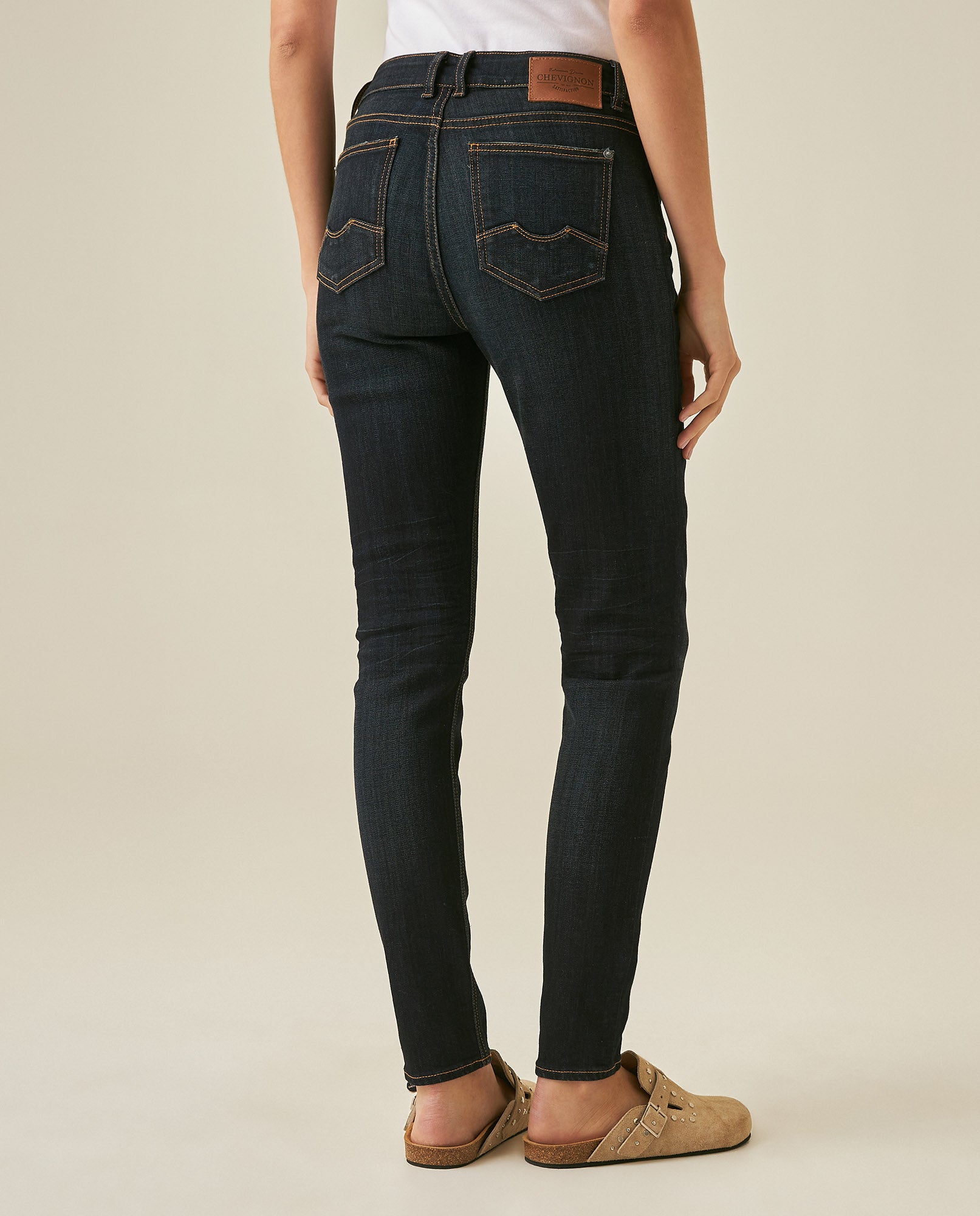 Womens Jeans Skinny Fit High Rise Cotton–Polyester Blend Ultra Dark Wash Embroidered - Blue 63_431H005_AZU193924_6