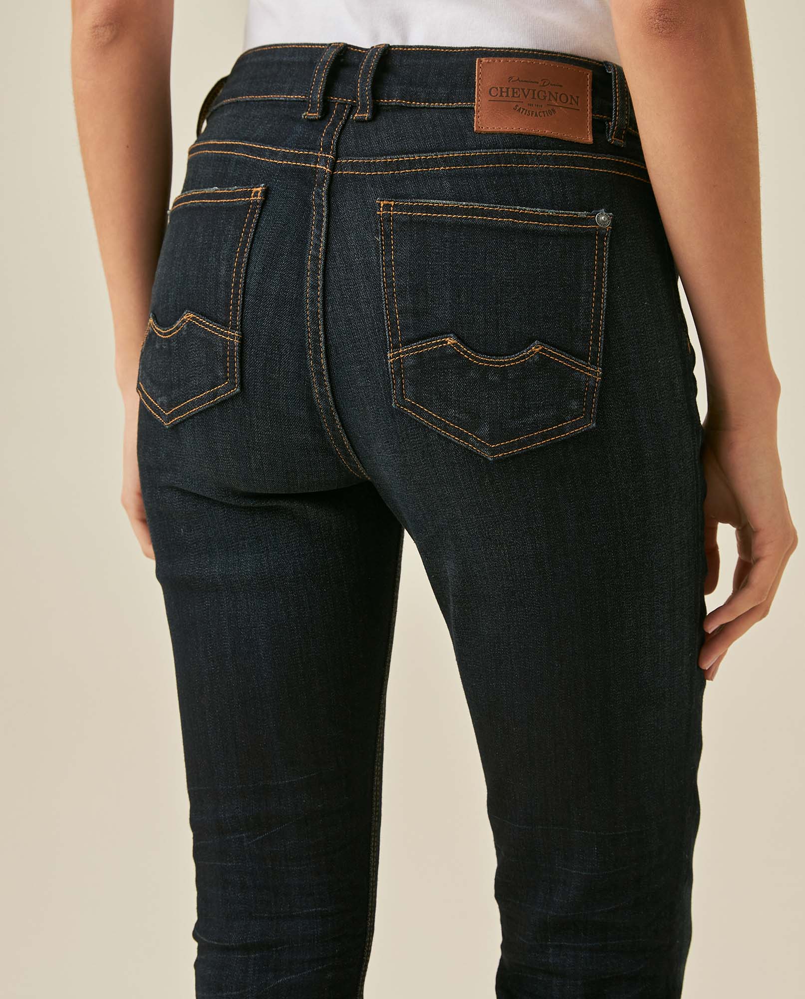 Womens Jeans Skinny Fit High Rise Cotton–Polyester Blend Ultra Dark Wash Embroidered - Blue 63_431H005_AZU193924_7