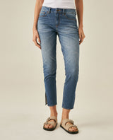 Womens Jeans Skinny Crop High Rise Recycled Cotton Blend Medium Wash Hem Slits - Blue 63_431H006_AZU184140_0