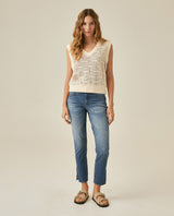 Womens Jeans Skinny Crop High Rise Recycled Cotton Blend Medium Wash Hem Slits - Blue 63_431H006_AZU184140_4