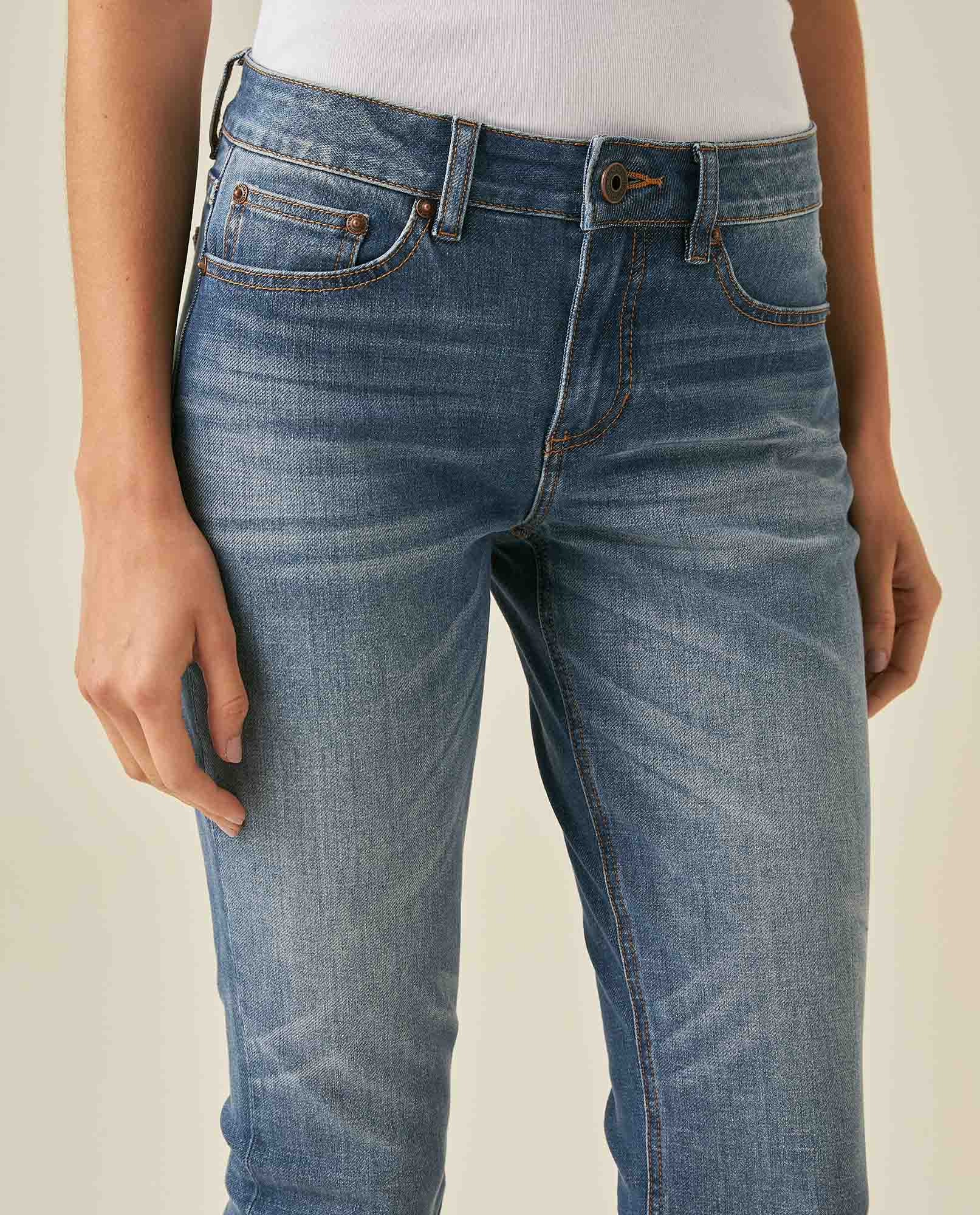 Womens Jeans Skinny Crop High Rise Recycled Cotton Blend Medium Wash Hem Slits - Blue 63_431H006_AZU184140_5