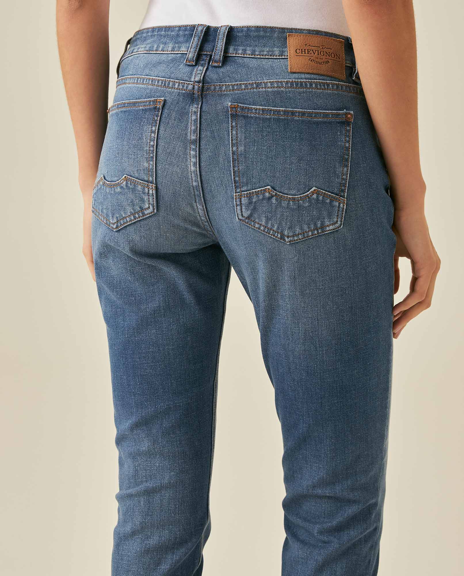 Womens Jeans Skinny Crop High Rise Recycled Cotton Blend Medium Wash Hem Slits - Blue 63_431H006_AZU184140_7