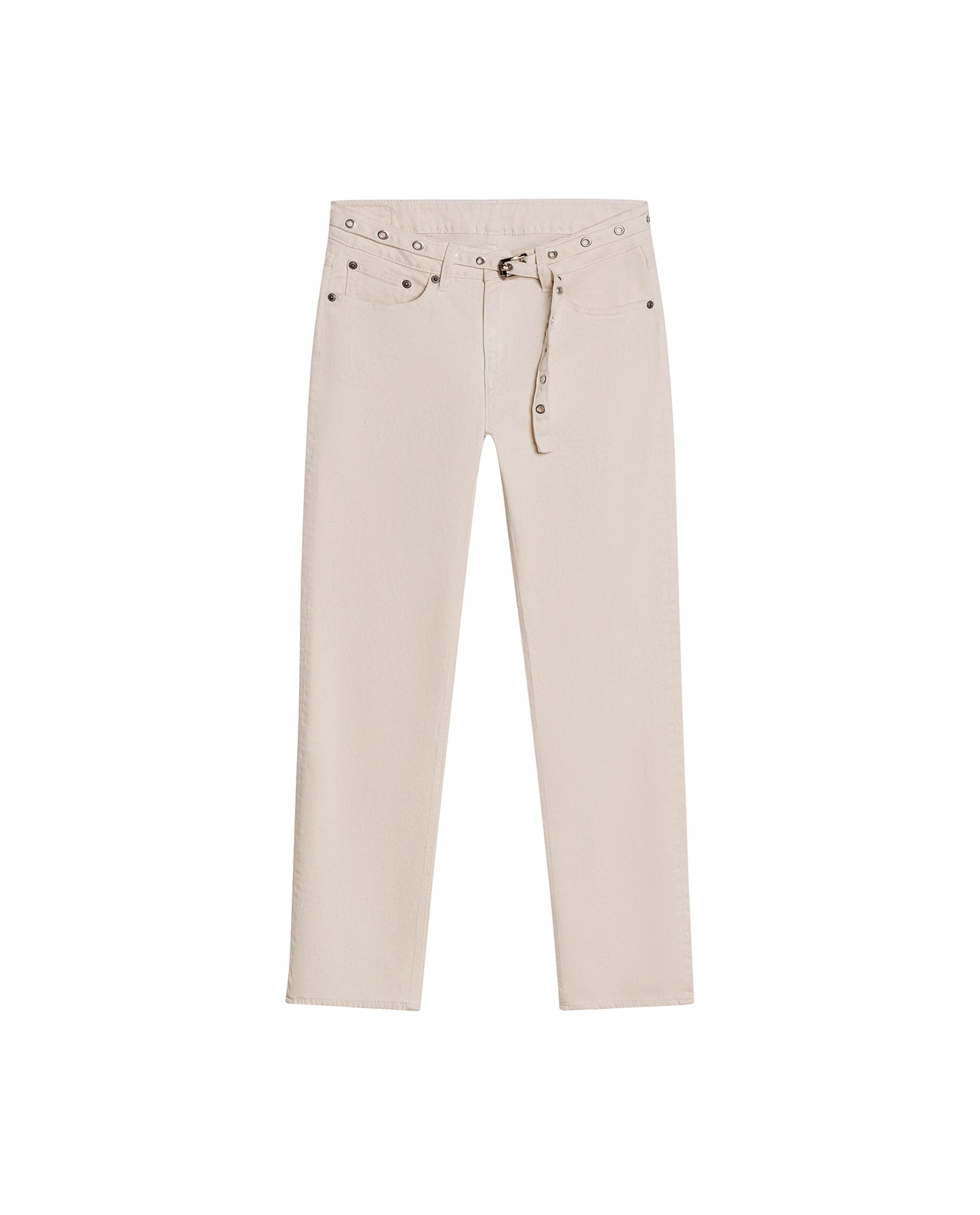 Womens Jeans Straight Relaxed Fit High Rise Cotton Comfort Raw Ivory Wash Included Belt - Raw 63_431H007_CRU134403_3