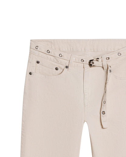 Womens Jeans Straight Relaxed Fit High Rise Cotton Comfort Raw Ivory Wash Included Belt - Raw 63_431H007_CRU134403_8