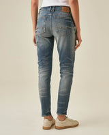 Womens Jeans Skinny Fit High Rise Cotton Comfort Medium Wash Heavy Vintage Distressing - Blue 63_431H008_AZU184140_6