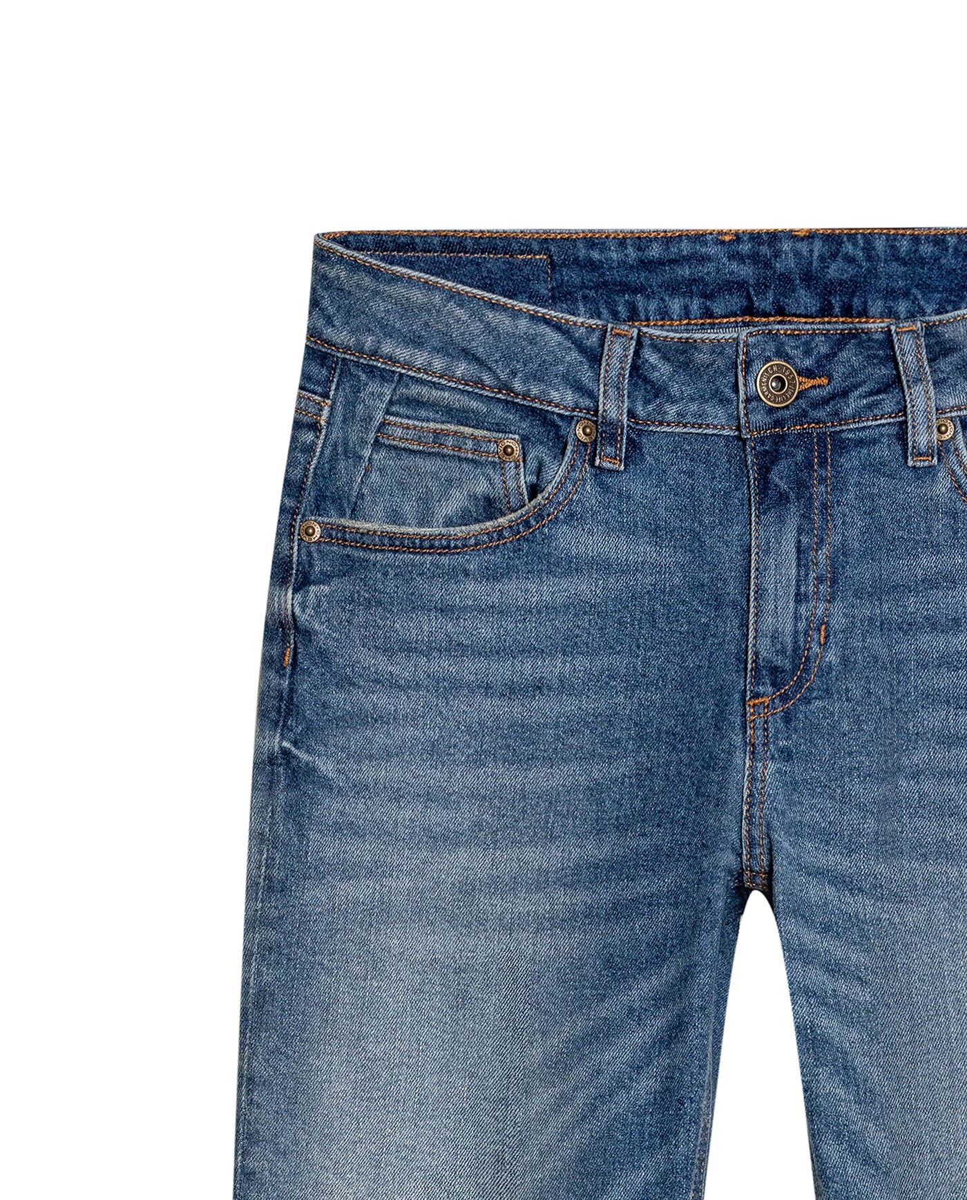Womens Jeans Skinny Fit High Rise Cotton Comfort Medium Wash Heavy Vintage Distressing - Blue 63_431H008_AZU184140_8