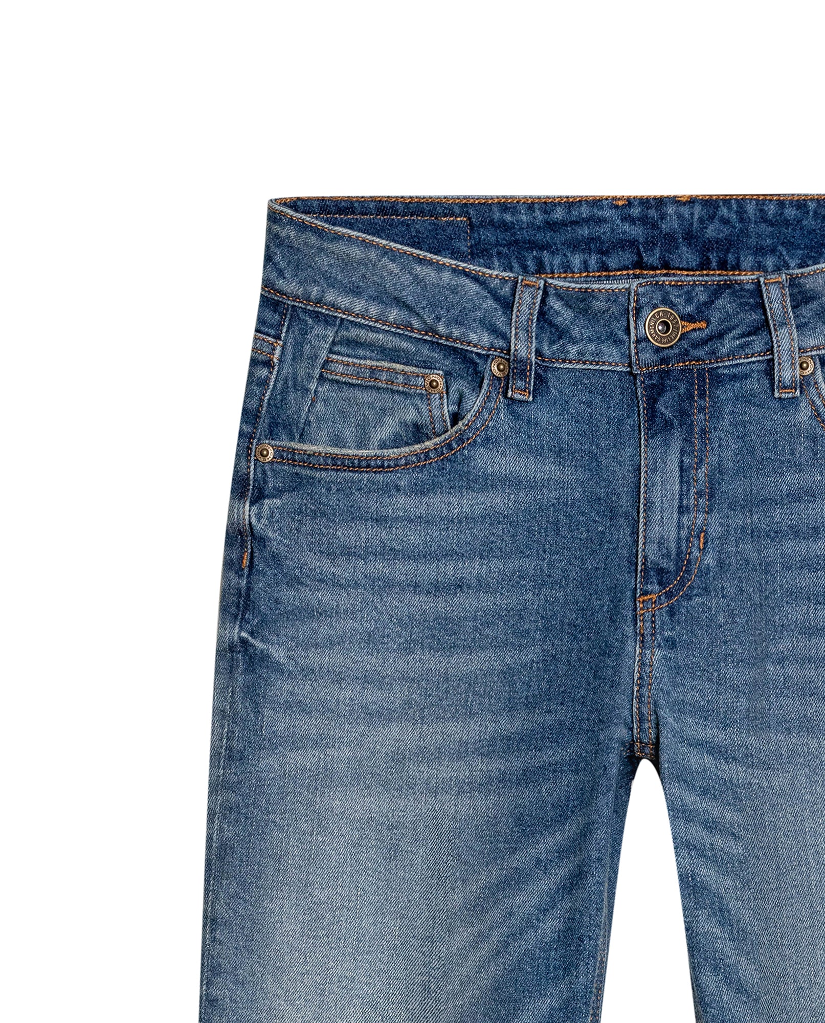 Womens Jeans Skinny Fit High Rise Cotton Comfort Medium Wash Heavy Vintage Distressing - Blue 63_431H008_AZU184140_8