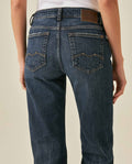 Womens Jeans Straight Relaxed Fit High Rise Cotton–Elastane Comfort Dark Wash Embroidered Logo - Blue 63_431H009_AZU194052_7
