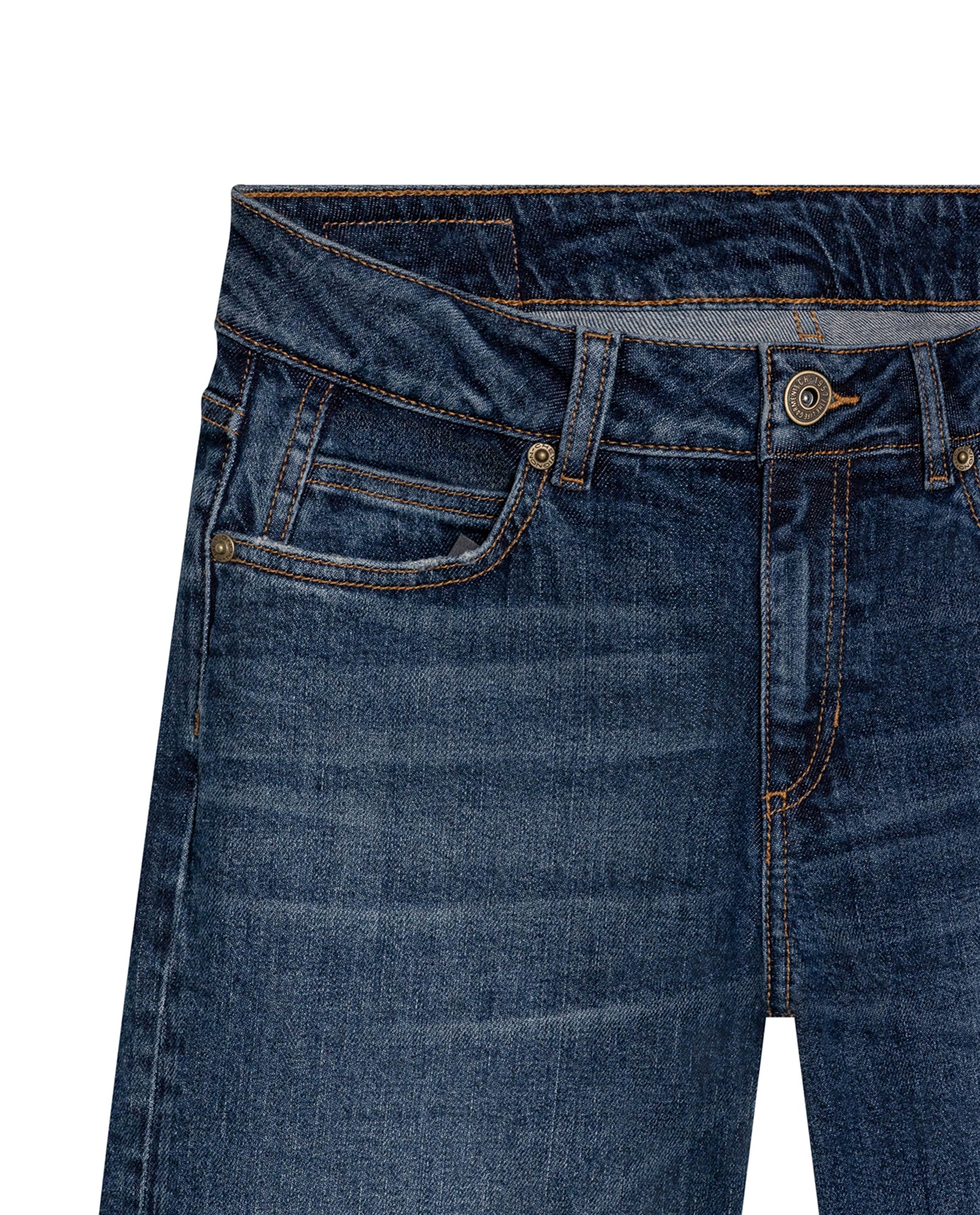 Womens Jeans Straight Relaxed Fit High Rise Cotton–Elastane Comfort Dark Wash Embroidered Logo - Blue 63_431H009_AZU194052_8