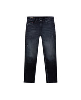 Womens Jeans Skinny Fit Mid Rise Cotton–Elastane Dark Wash Destroyer Effect Whiskering - Blue 63_431H010_AZU194052_3