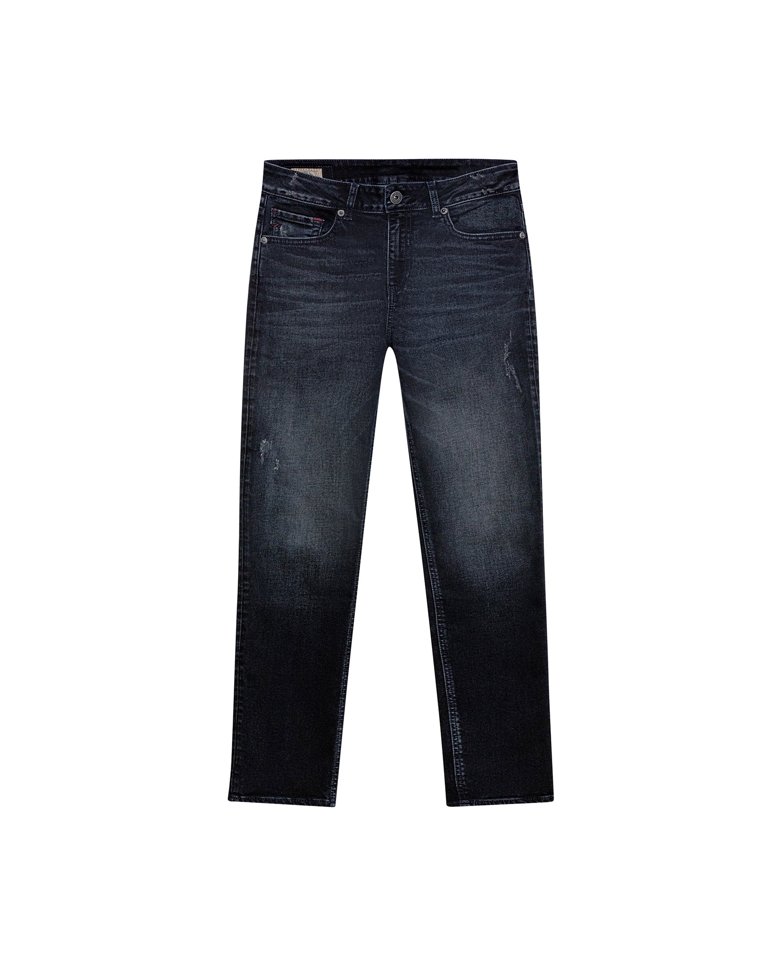 Womens Jeans Skinny Fit Mid Rise Cotton–Elastane Dark Wash Destroyer Effect Whiskering - Blue 63_431H010_AZU194052_3