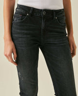 Womens Jeans Skinny Fit Mid Rise Cotton–Elastane Dark Wash Destroyer Effect Whiskering - Blue 63_431H010_AZU194052_5