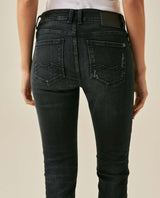Womens Jeans Skinny Fit Mid Rise Cotton–Elastane Dark Wash Destroyer Effect Whiskering - Blue 63_431H010_AZU194052_7