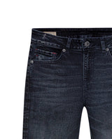 Womens Jeans Skinny Fit Mid Rise Cotton–Elastane Dark Wash Destroyer Effect Whiskering - Blue 63_431H010_AZU194052_8
