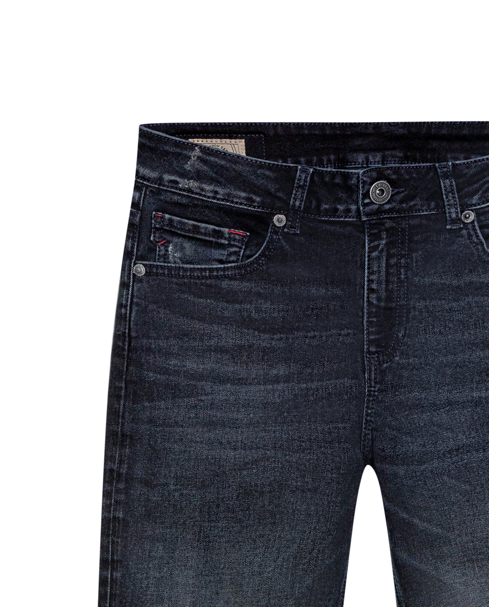 Womens Jeans Skinny Fit Mid Rise Cotton–Elastane Dark Wash Destroyer Effect Whiskering - Blue 63_431H010_AZU194052_8