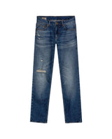 Womens Jeans New Skinny Bootcut High Rise Cotton–Tencel Blend Medium Wash Rips Artisan Repairs - Blue 63_431H011_AZU184140_3