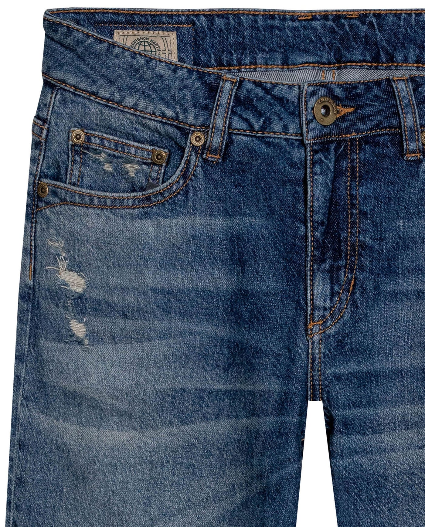 Womens Jeans New Skinny Bootcut High Rise Cotton–Tencel Blend Medium Wash Rips Artisan Repairs - Blue 63_431H011_AZU184140_8