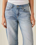 Womens Jeans Straight Relaxed Fit Super High Rise Cotton–Polyester Lurex Light Wash Subtle Shine - Blue 63_431H012_AZU154020_5